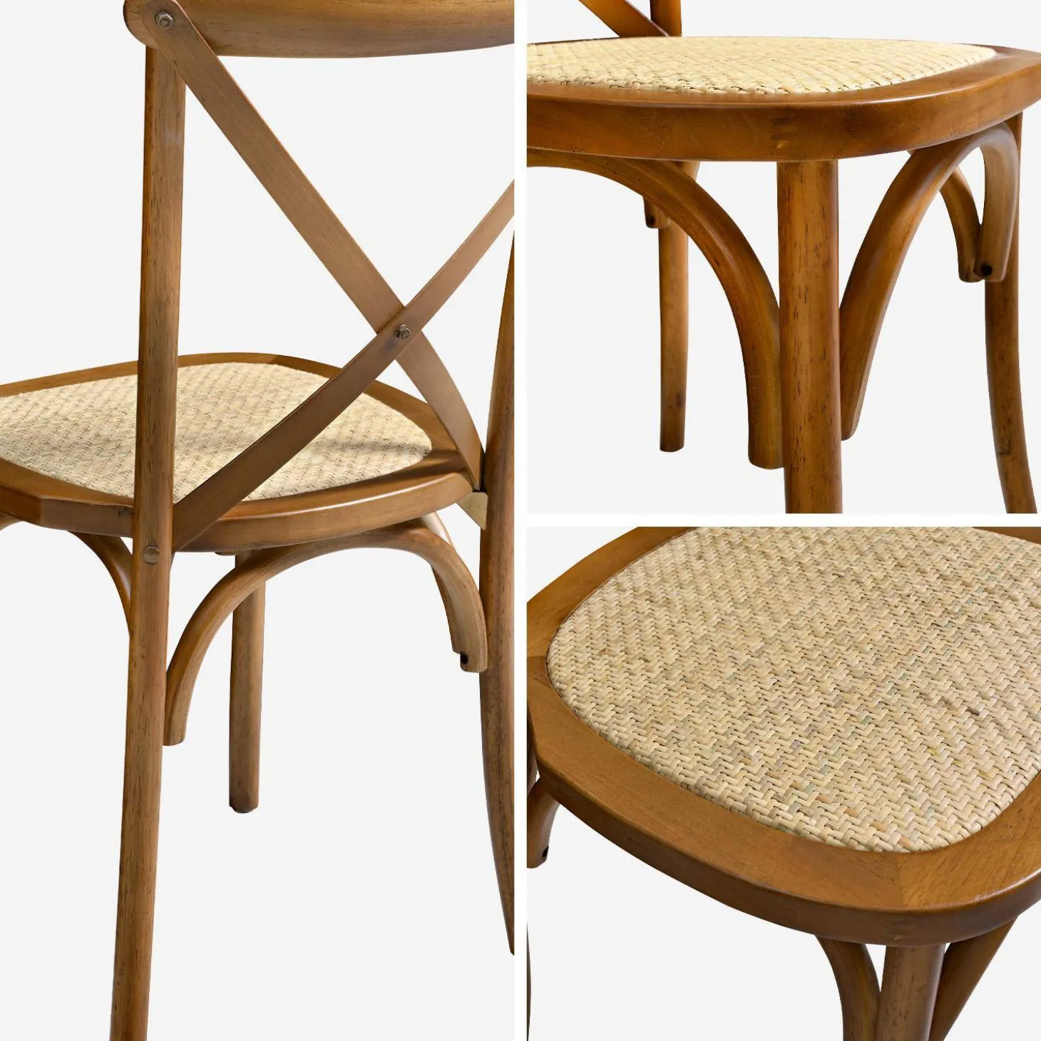 Silla de bistró vintage de madera, set de 4