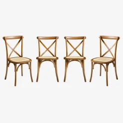 Silla de bistró vintage de madera, set de 4