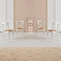 Silla de bistró vintage de madera, set de 4