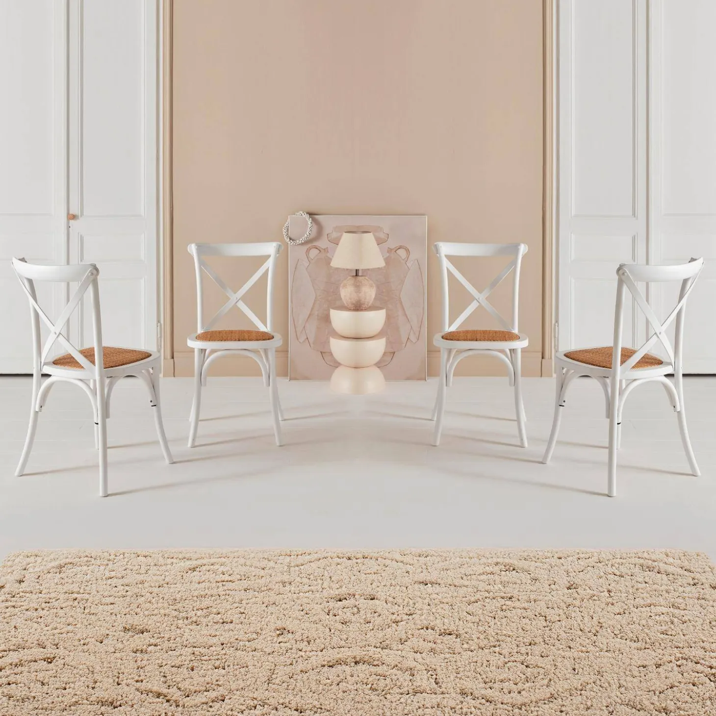 Silla de bistró vintage de madera, set de 4