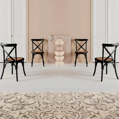 Silla de bistró vintage de madera, set de 4