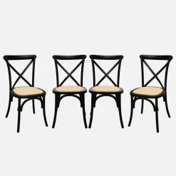 Silla de bistró vintage de madera, set de 4