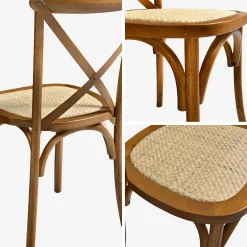 Silla de bistró vintage de madera, set de 2