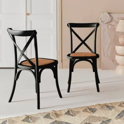 Silla de bistró vintage de madera, set de 2