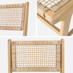 Silla de caña y madera, set de 2