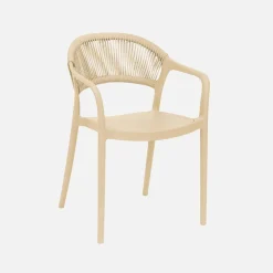 Silla de jardín apilable con efecto cuerda, set de 4