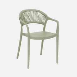 Silla de jardín apilable con efecto cuerda, set de 4