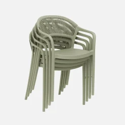 Silla de jardín apilable con efecto cuerda, set de 4