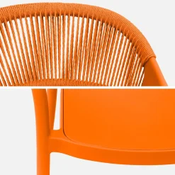 Silla de jardín apilable con efecto cuerda, set de 4