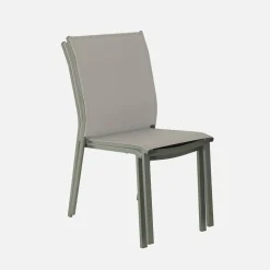 Silla de jardín apilable de aluminio y textilene, set de 4