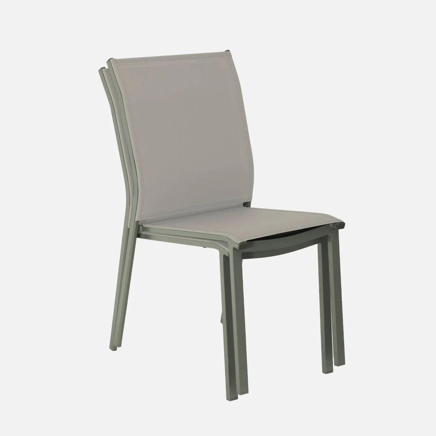 Silla de jardín apilable de aluminio y textilene, set de 4