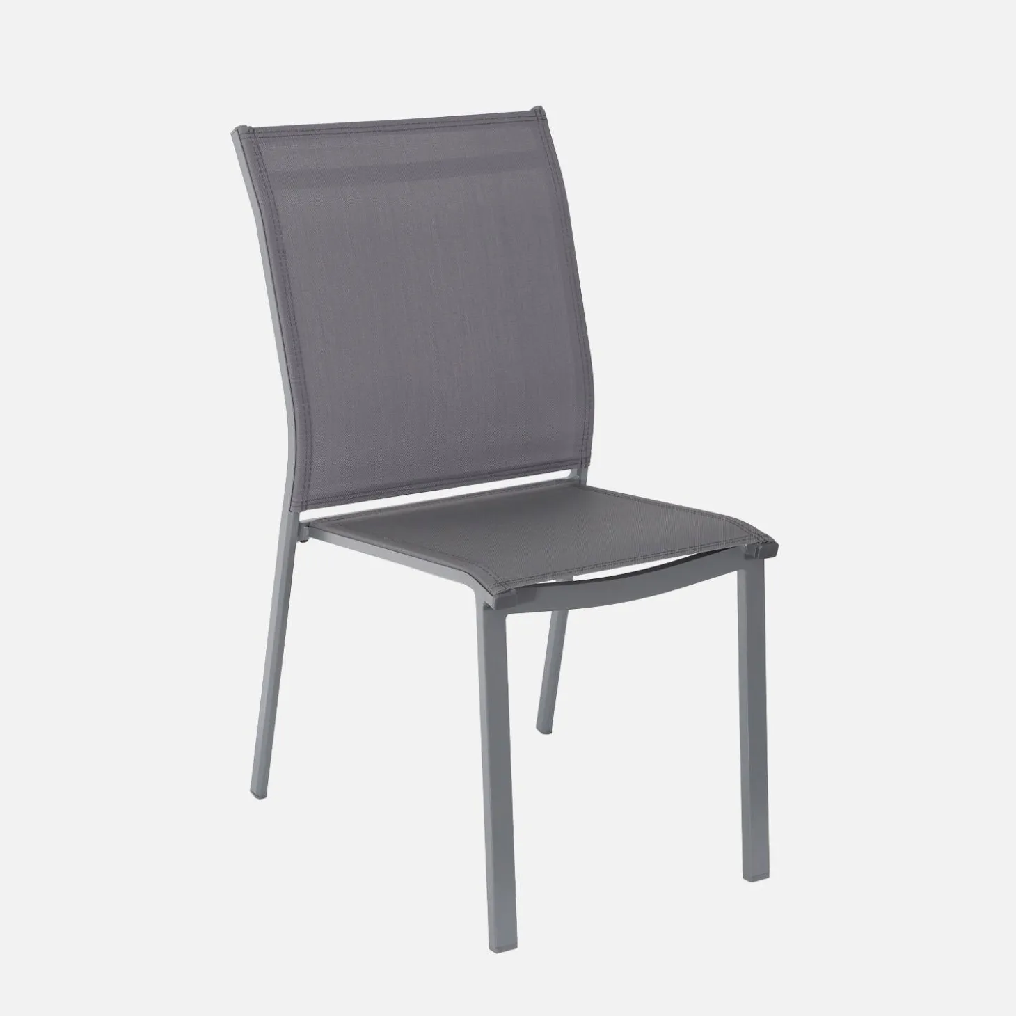 Silla de jardín apilable de aluminio y textilene, set de 2