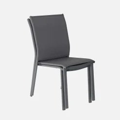 Silla de jardín apilable de aluminio y textilene, set de 2