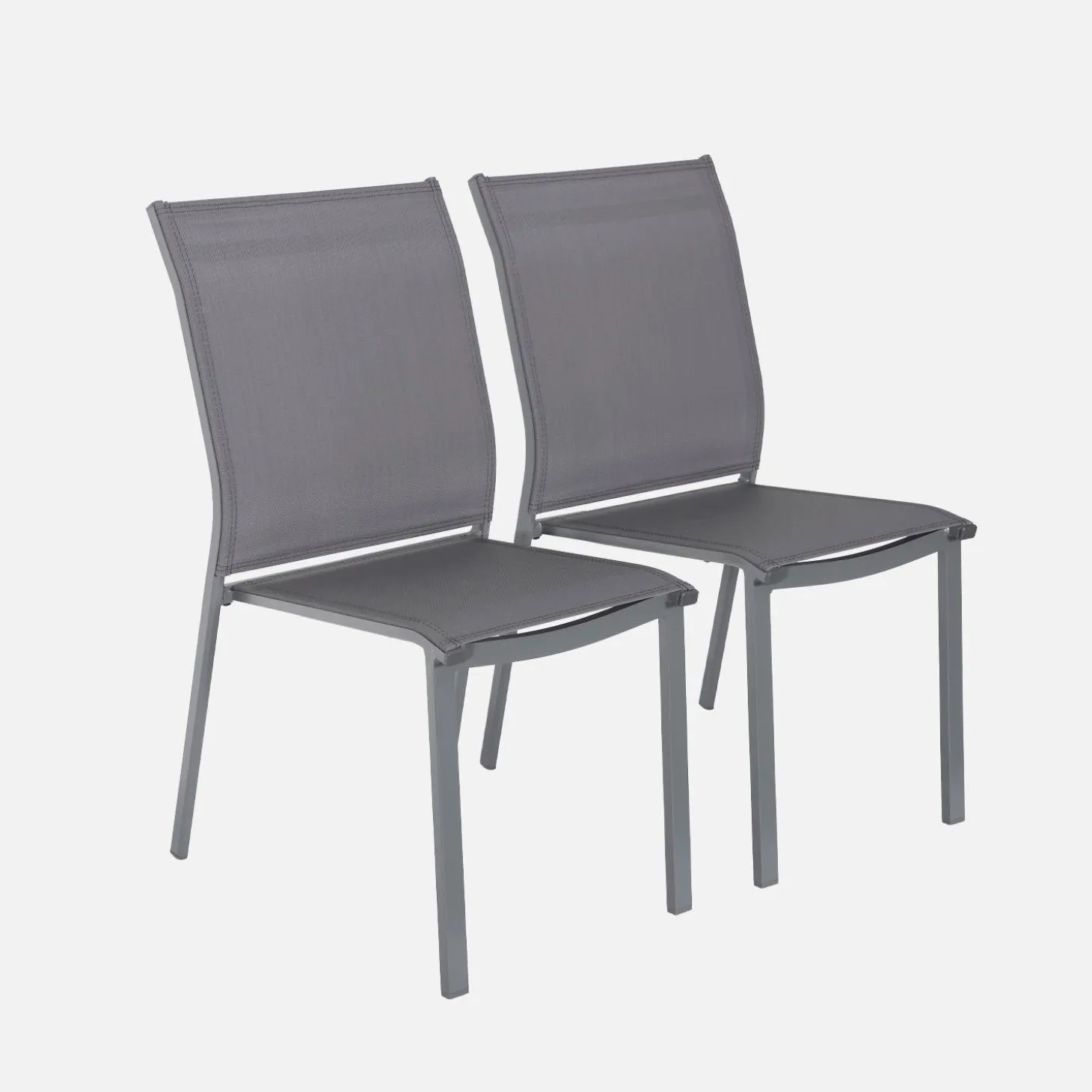 Silla de jardín apilable de aluminio y textilene, set de 2