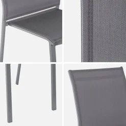 Silla de jardín apilable de aluminio y textilene, set de 2