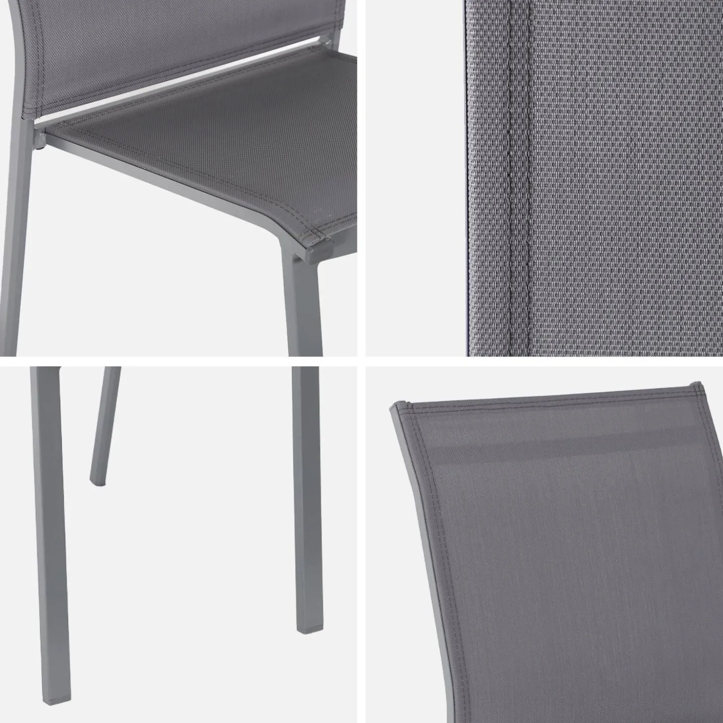 Silla de jardín apilable de aluminio y textilene, set de 2