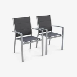 Silla de jardín apilable de aluminio, set de 2