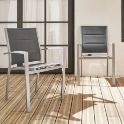 Silla de jardín apilable de aluminio, set de 2