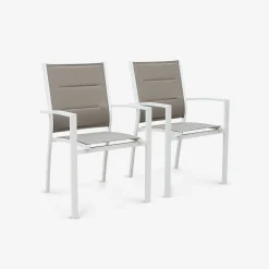 Silla de jardín apilable de aluminio, set de 2