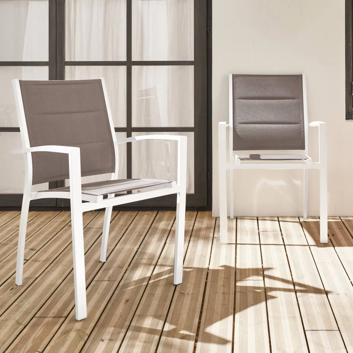 Silla de jardín apilable de aluminio, set de 2