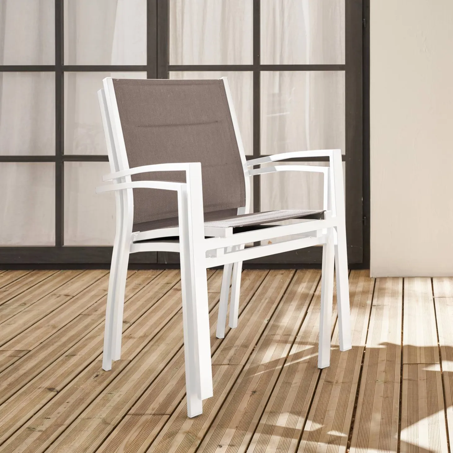 Silla de jardín apilable de aluminio, set de 2