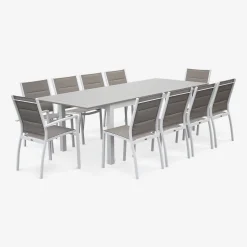 Silla de jardín apilable de aluminio, set de 2
