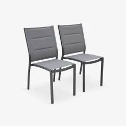 Silla de jardín apilable de aluminio, set de 2