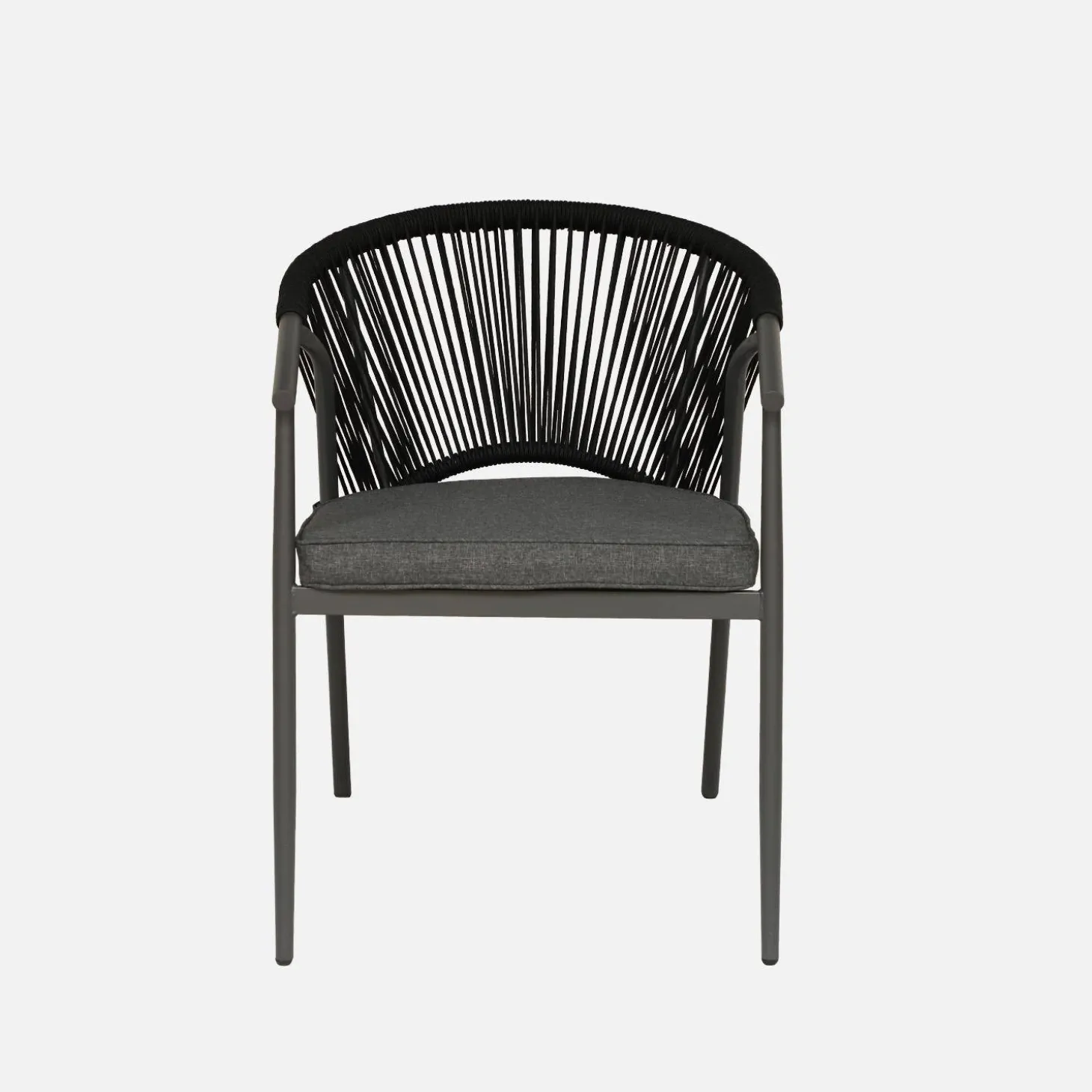 Silla de jardín apilable de acero y cuerdas, set de 2