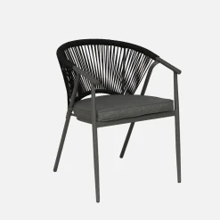 Silla de jardín apilable de acero y cuerdas, set de 2