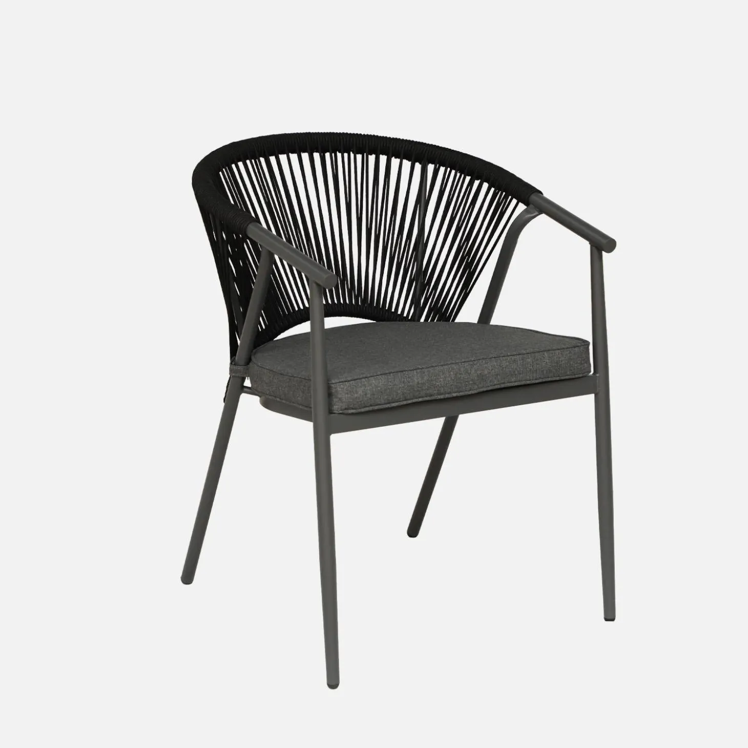 Silla de jardín apilable de acero y cuerdas, set de 2