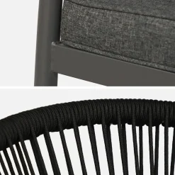 Silla de jardín apilable de acero y cuerdas, set de 2