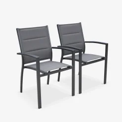 Silla de jardín apilable de aluminio, set de 2