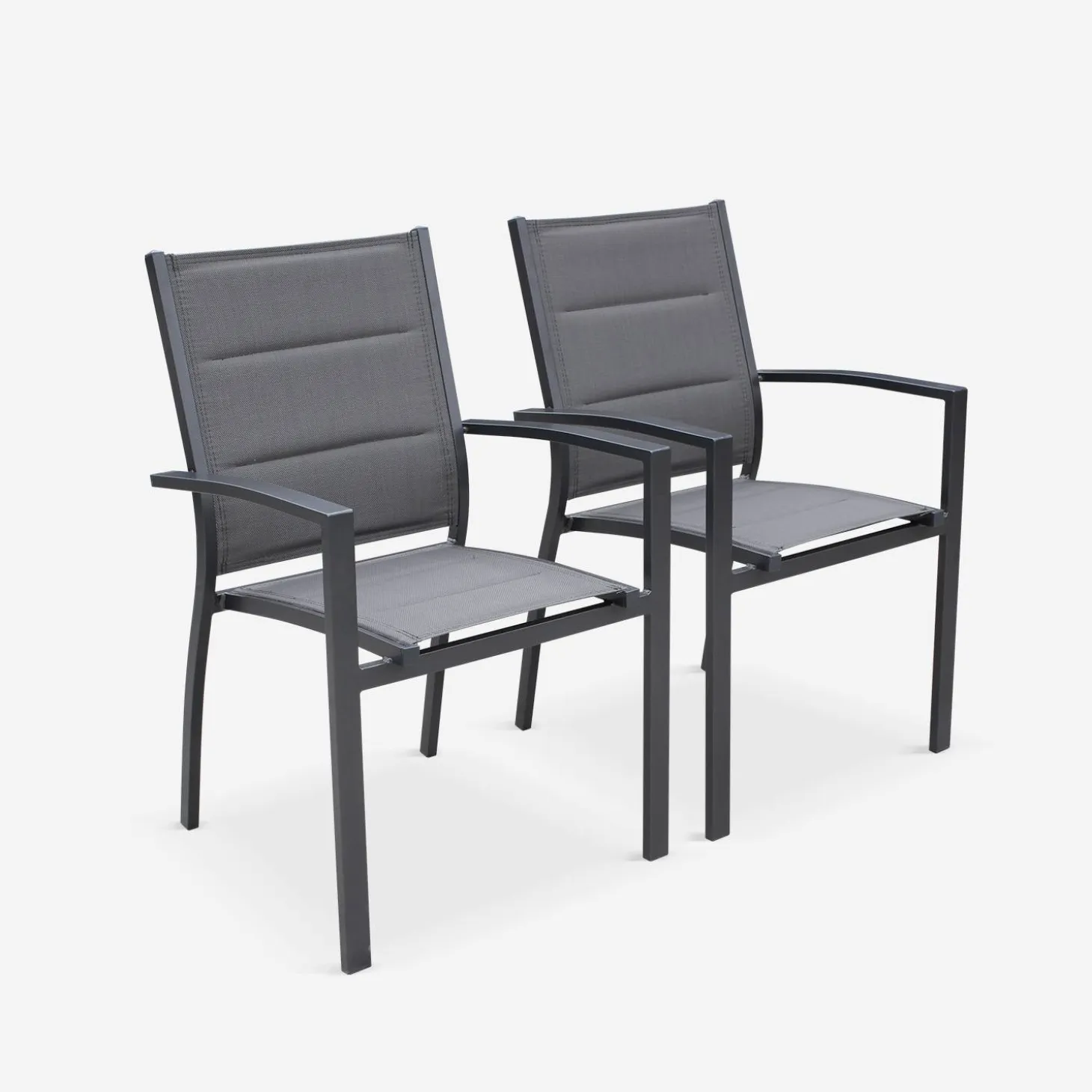Silla de jardín apilable de aluminio, set de 2