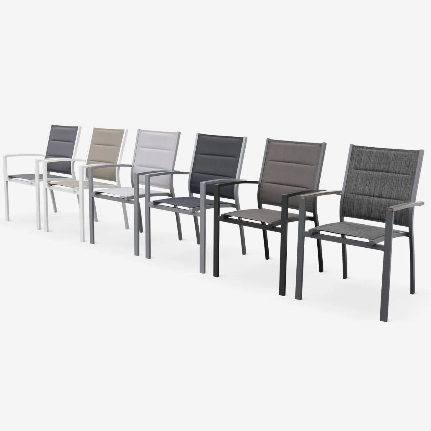 Silla de jardín apilable de aluminio, set de 2