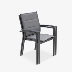 Silla de jardín apilable de aluminio, set de 2