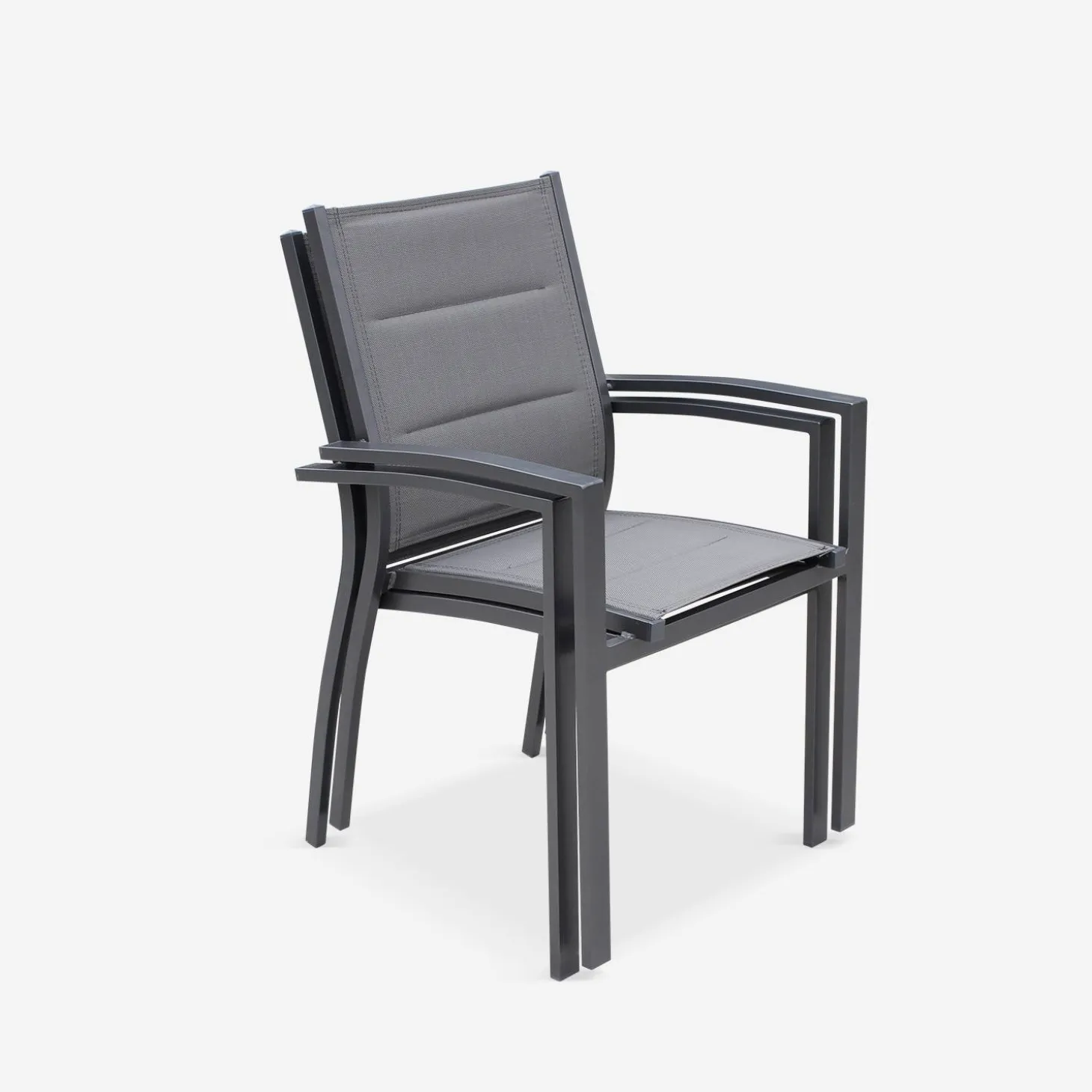 Silla de jardín apilable de aluminio, set de 2