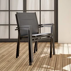 Silla de jardín apilable de aluminio, set de 2