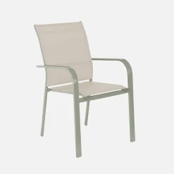 Silla de jardín apilable de aluminio y textileno, set de 2