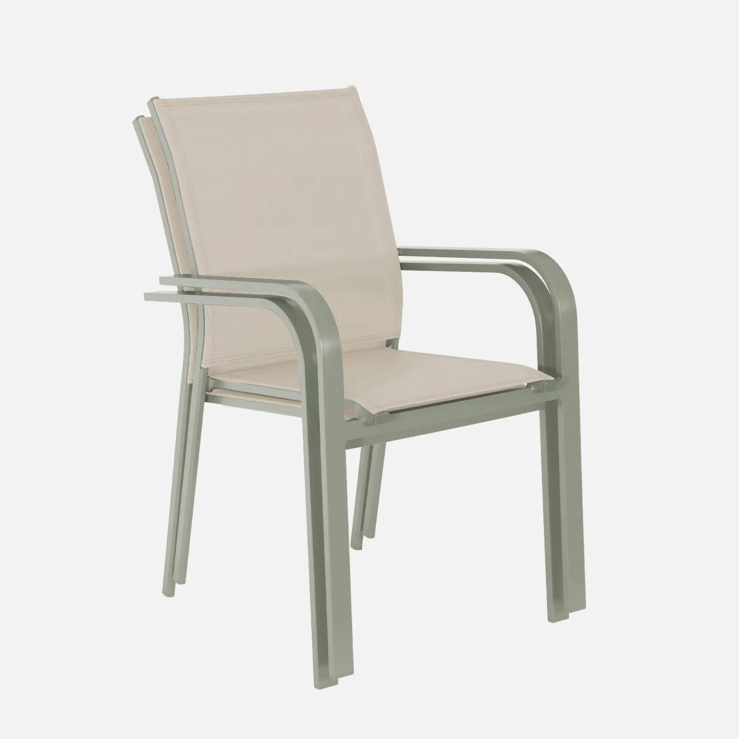Silla de jardín apilable de aluminio y textileno, set de 2
