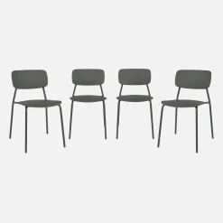 Silla de jardín apilable de acero y plástico, set de 4