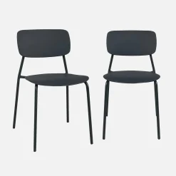 Silla de jardín apilable de acero y plástico, set de 2