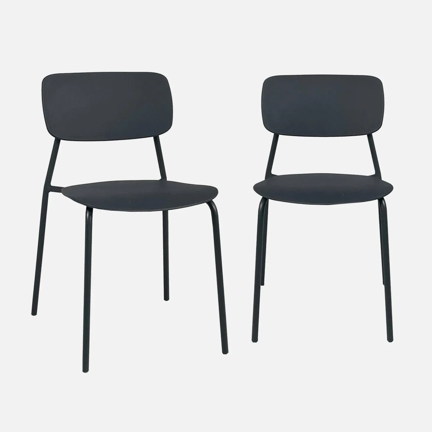 Silla de jardín apilable de acero y plástico, set de 2