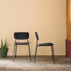 Silla de jardín apilable de acero y plástico, set de 2