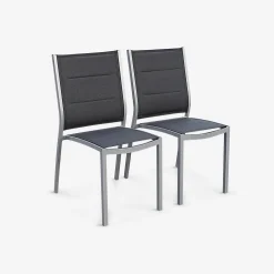 Silla de jardín apilable de aluminio, set de 2