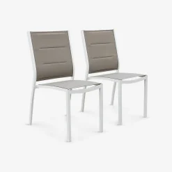 Silla de jardín apilable de aluminio, set de 2
