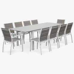 Silla de jardín apilable de aluminio, set de 2