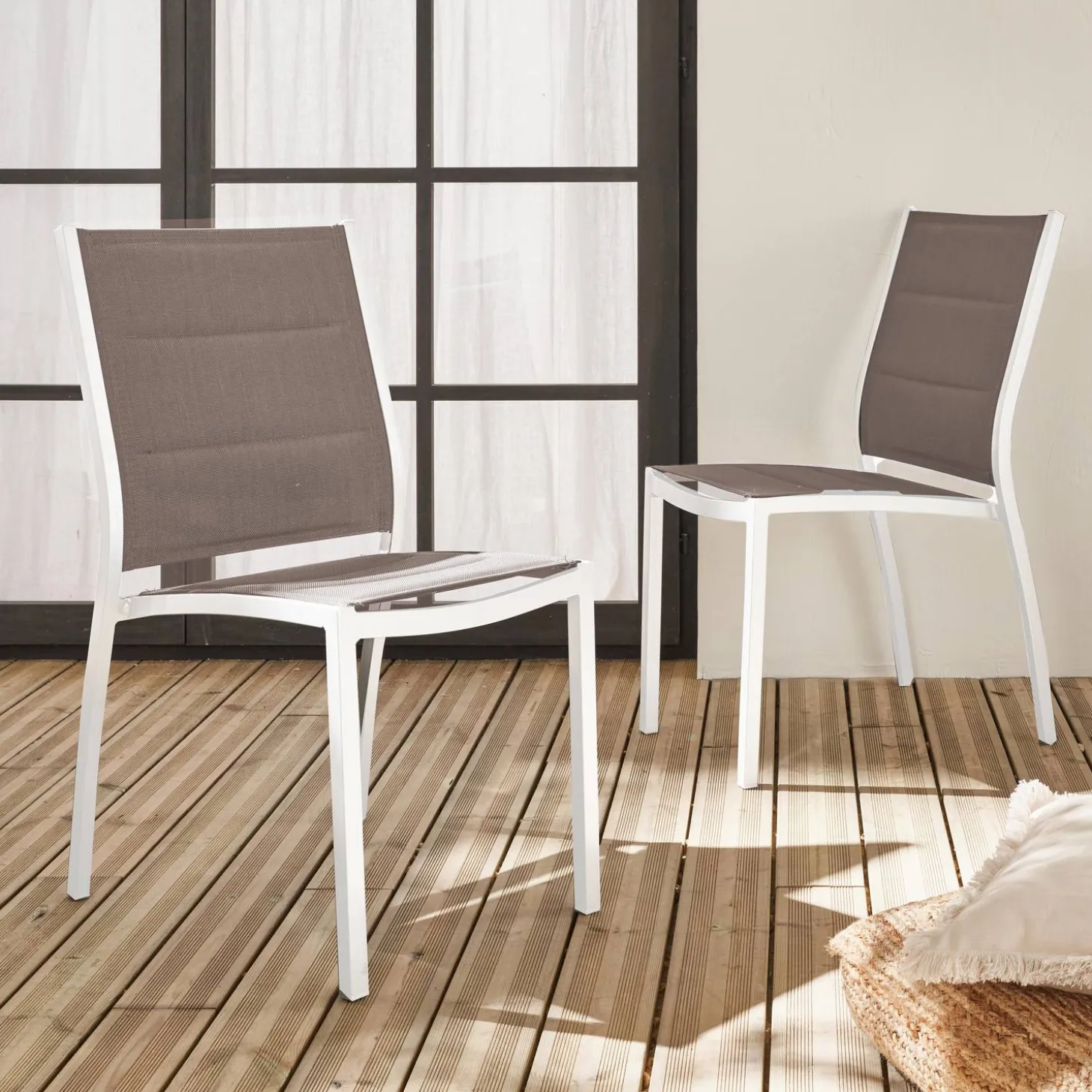 Silla de jardín apilable de aluminio, set de 2