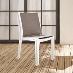 Silla de jardín apilable de aluminio, set de 2