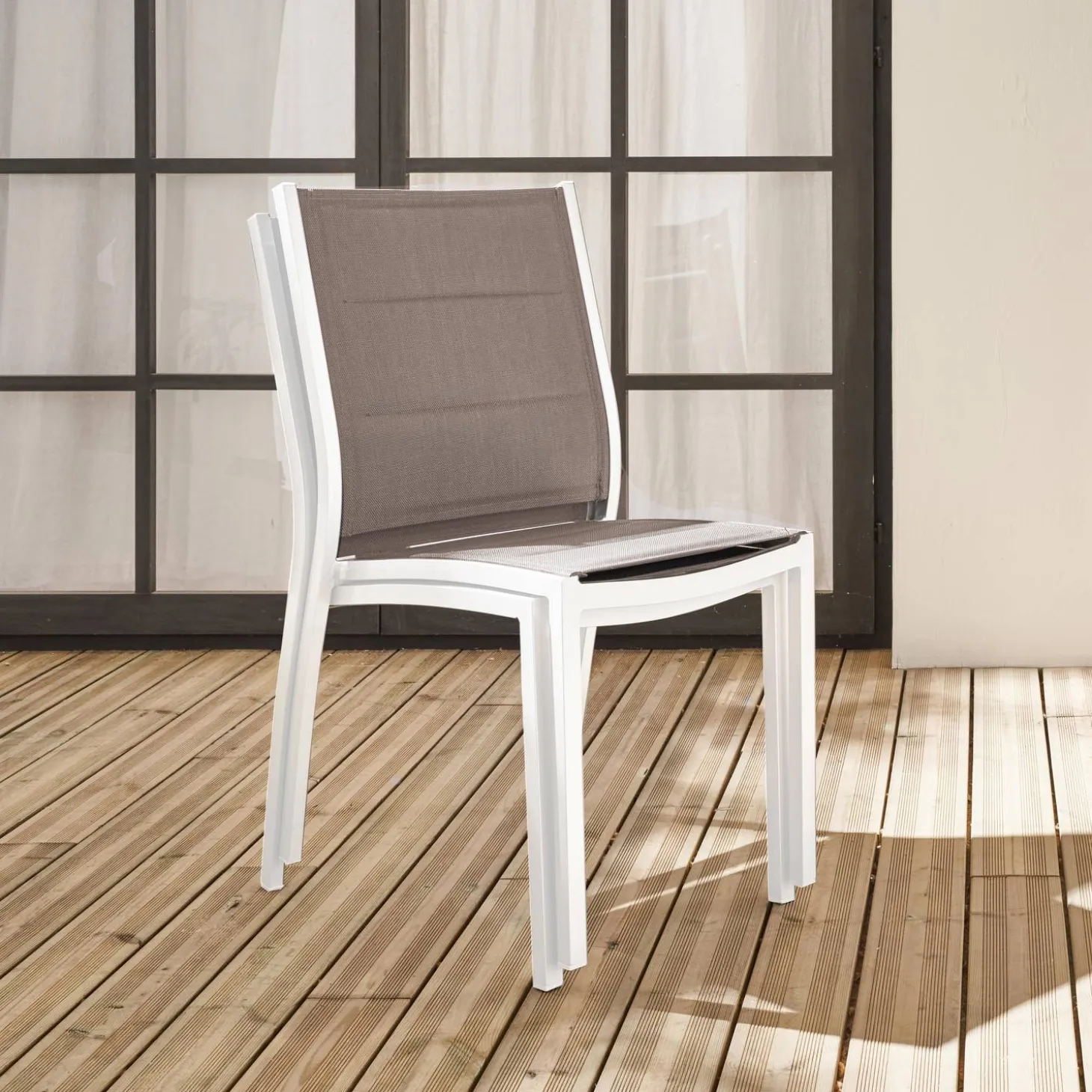 Silla de jardín apilable de aluminio, set de 2