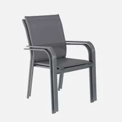 Silla de jardín apilable de aluminio y textileno, set de 2